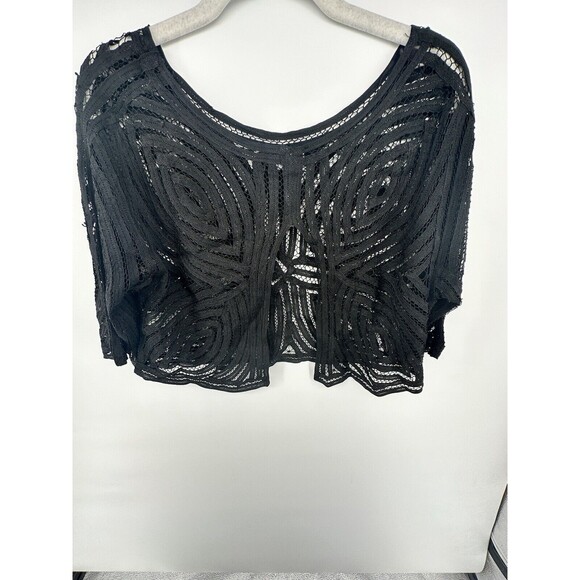 Vince Camaro Size Medium 8 Women's Top Lace Crochet Open Back Cropped - Picture 2 of 2